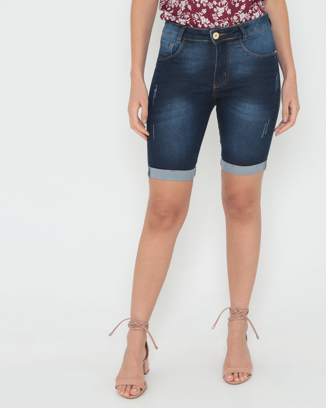 Bermuda 4657 Jeans Conf Dob Fem Ad - Blue Jeans Escuro