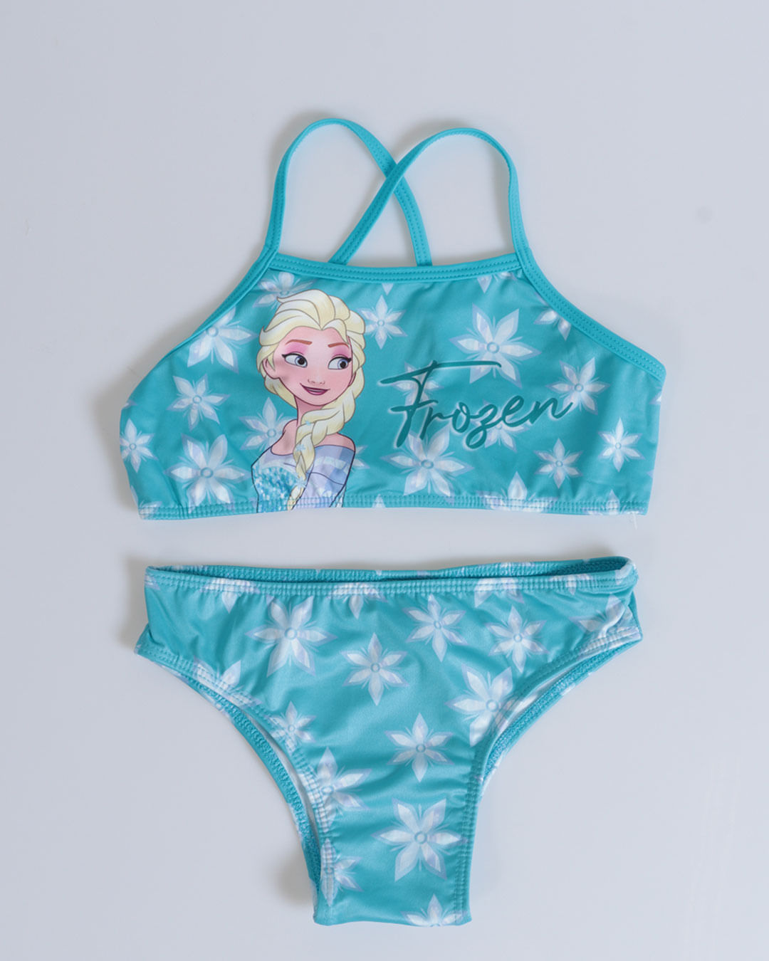 Biquíni Conjunto Infantil Frozen Disney Azul Claro