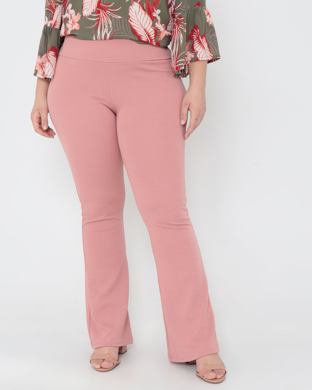Calça Flare Calca Rosa Clara CALCA LEGGING CANELADA ALTA