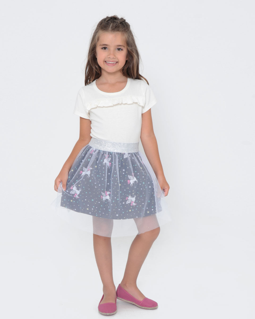 Saia Infantil Tule Unicórnio Branca Loja Torra Lojas Torra