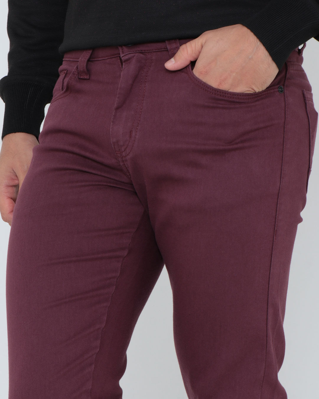 Calça Masculina Slim Sarja Vinho