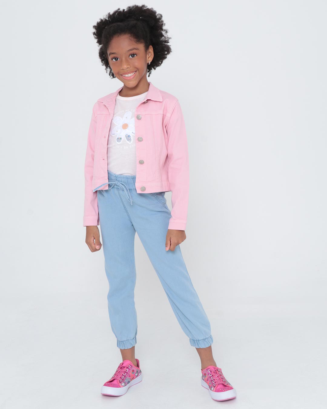 Jaqueta Jeans Infantil Rosa