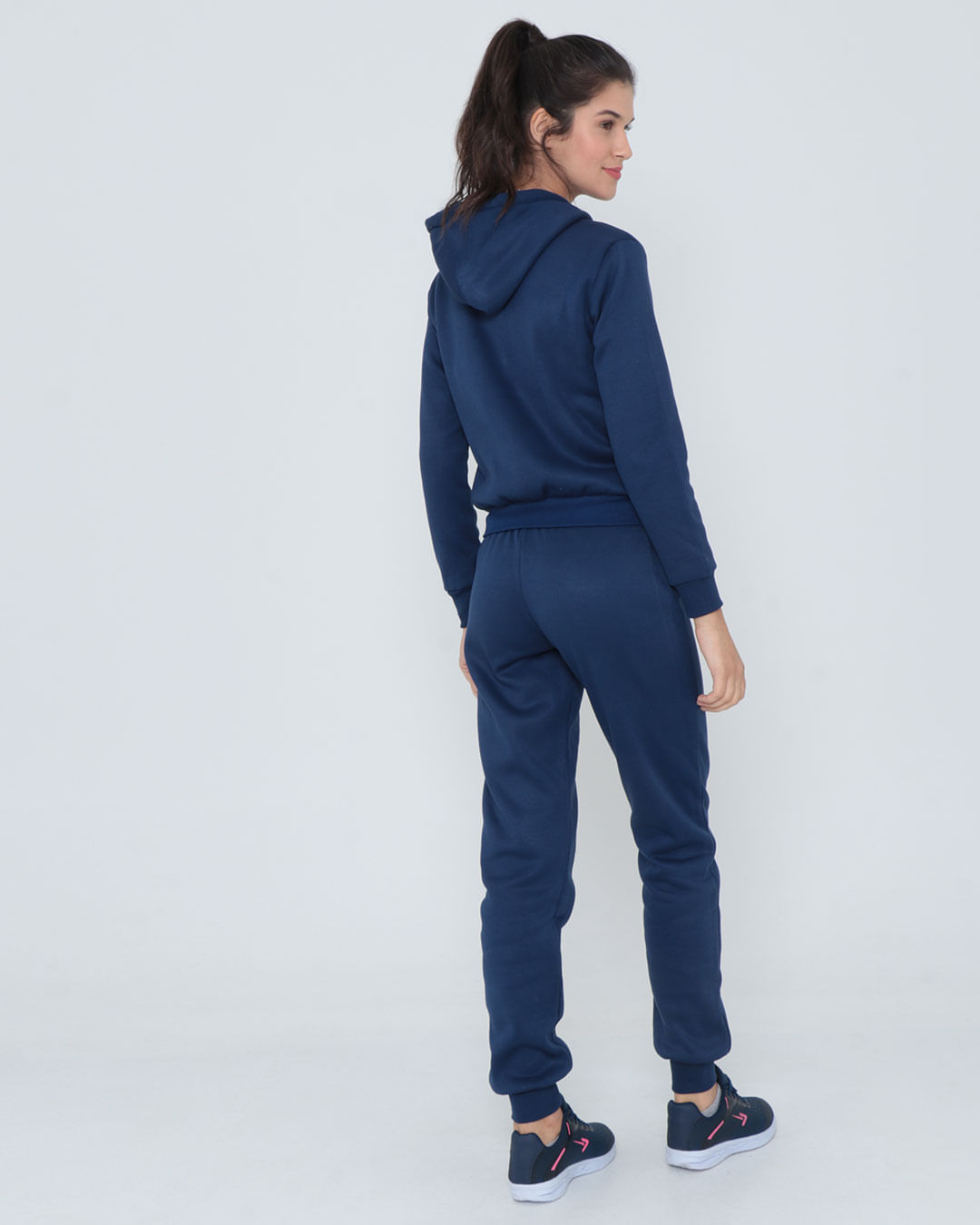 Conjunto Moletom Feminino Pelúcia Azul Marinho