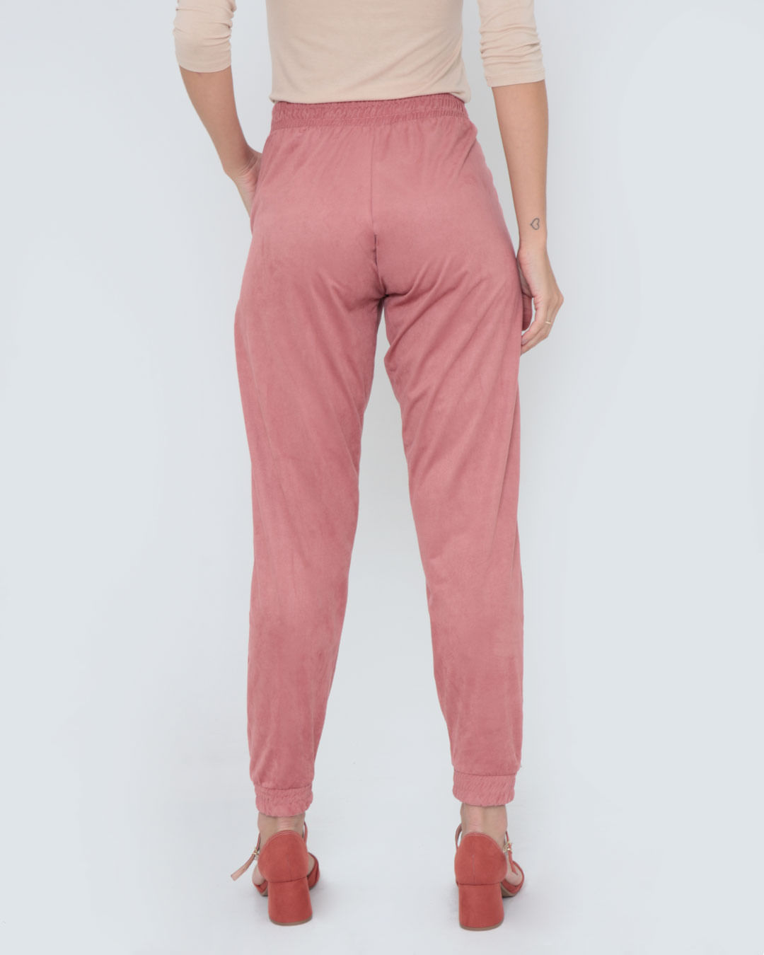 Calça Feminina Jogger Suede Rosê