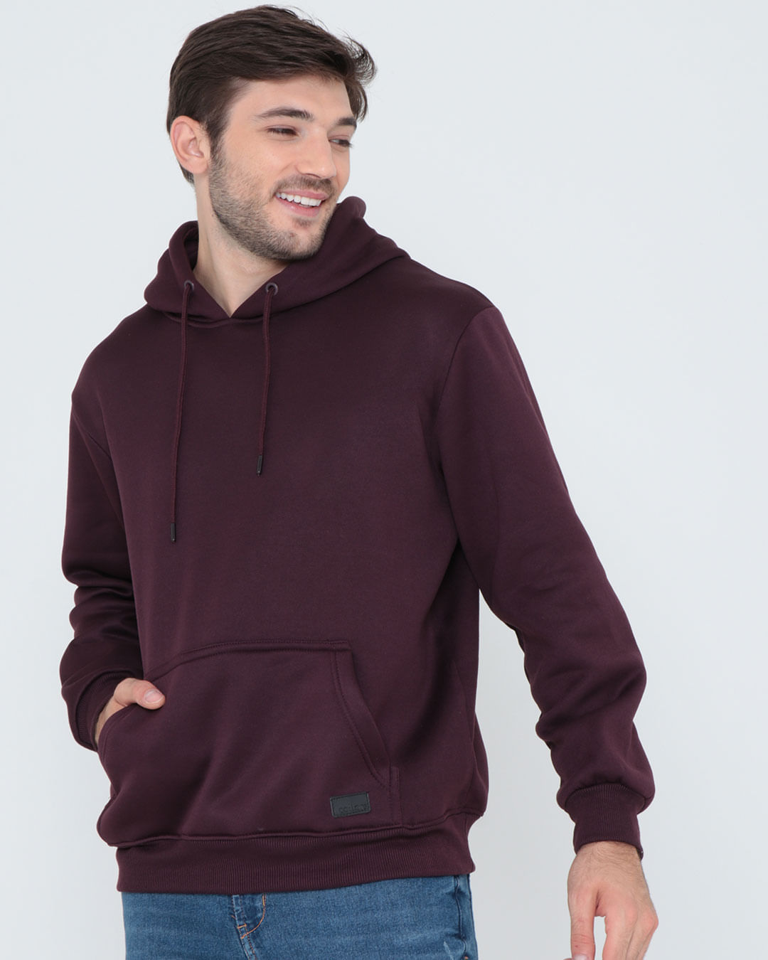 Casaco Masculino Moletom Vinho Liso Blusão Moletom Masculino Com - Main Image