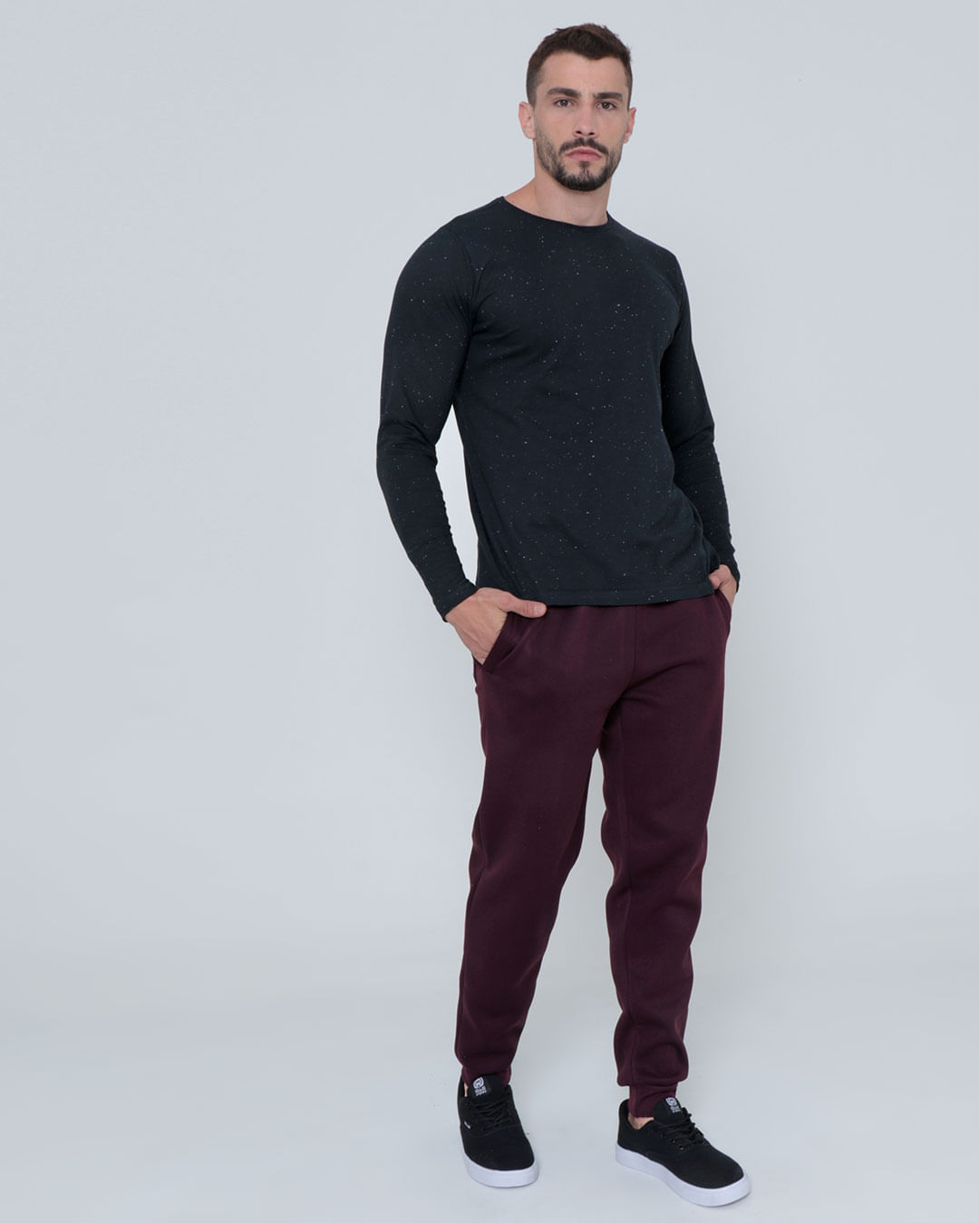 Calça Moletom Masculina Básica Jogger Vinho