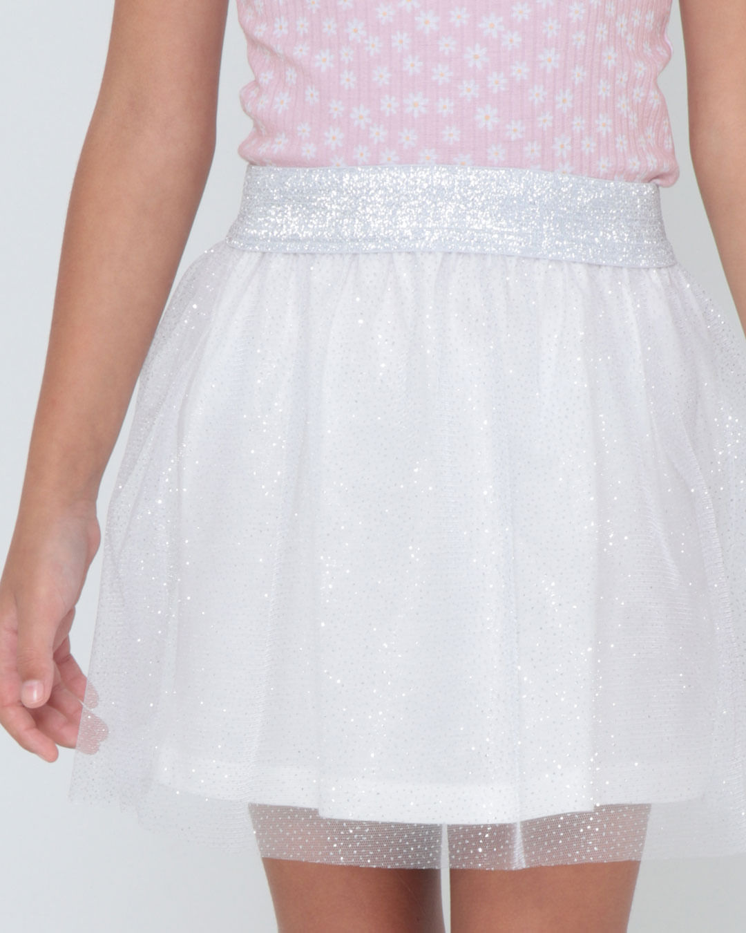 Saia Infantil Tule Com Glitter Branco Lojas Torra