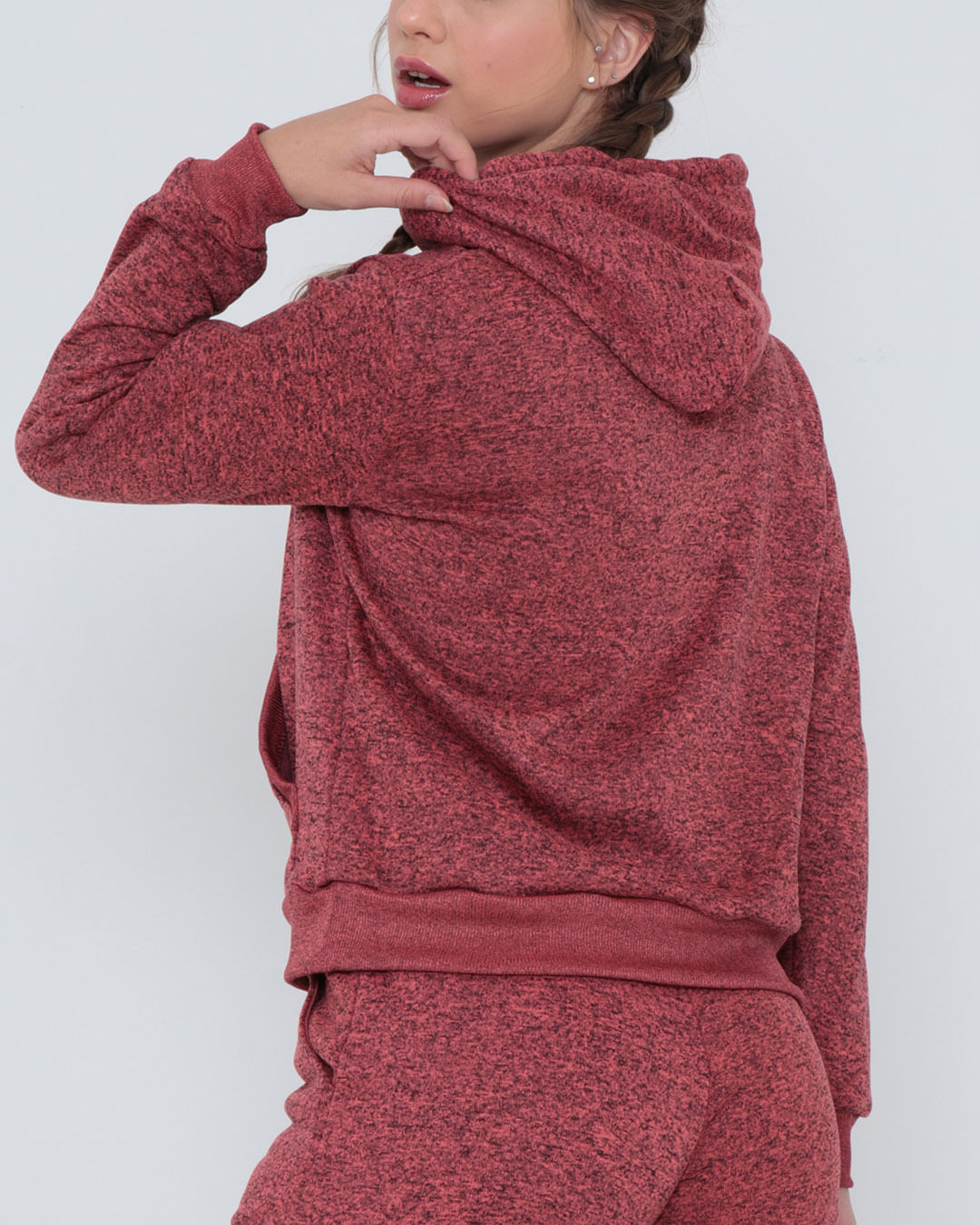 Casaco Moletom Feminino Fitness Capuz Vermelho Lojas Torra