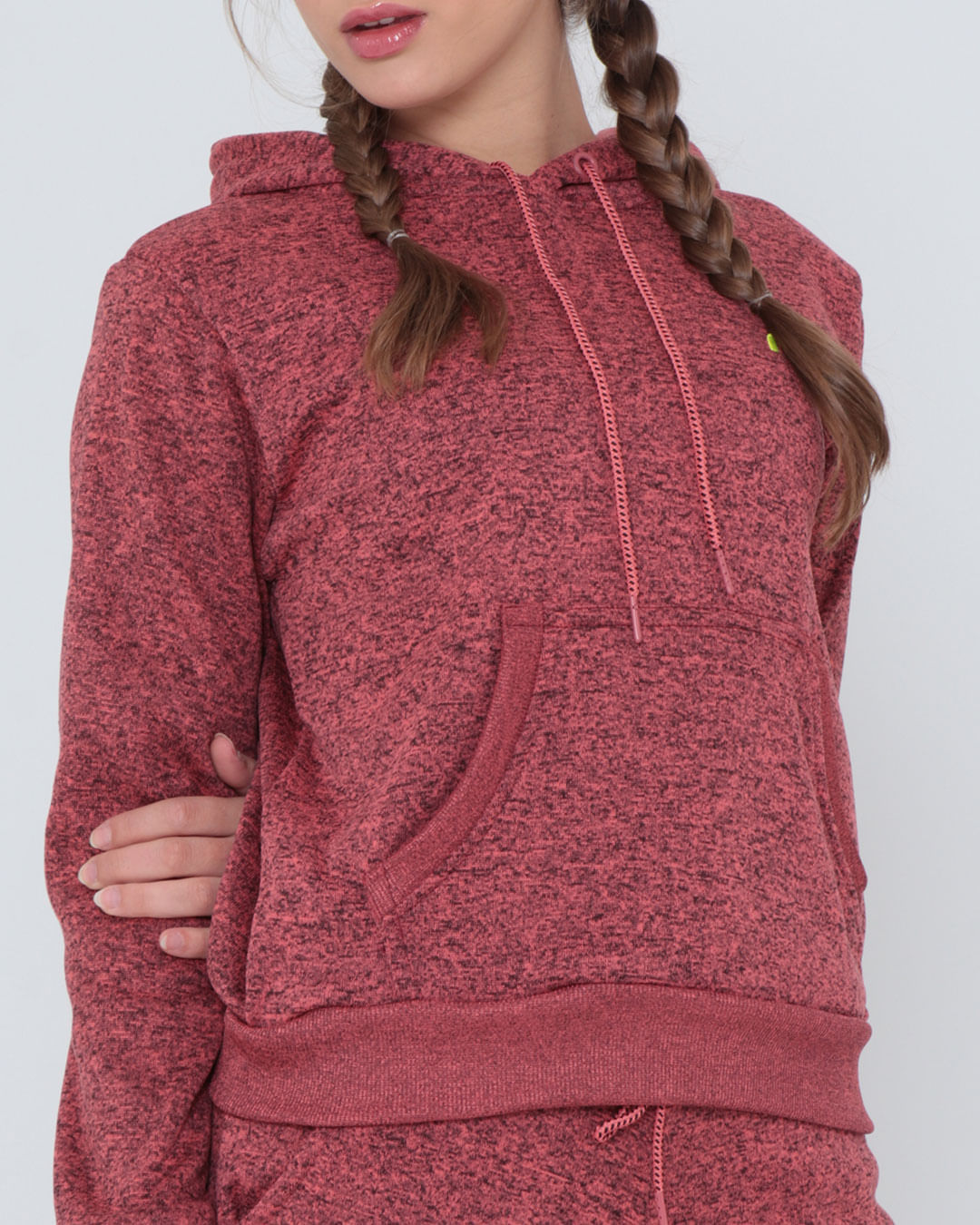 Casaco Moletom Feminino Fitness Capuz Vermelho Lojas Torra