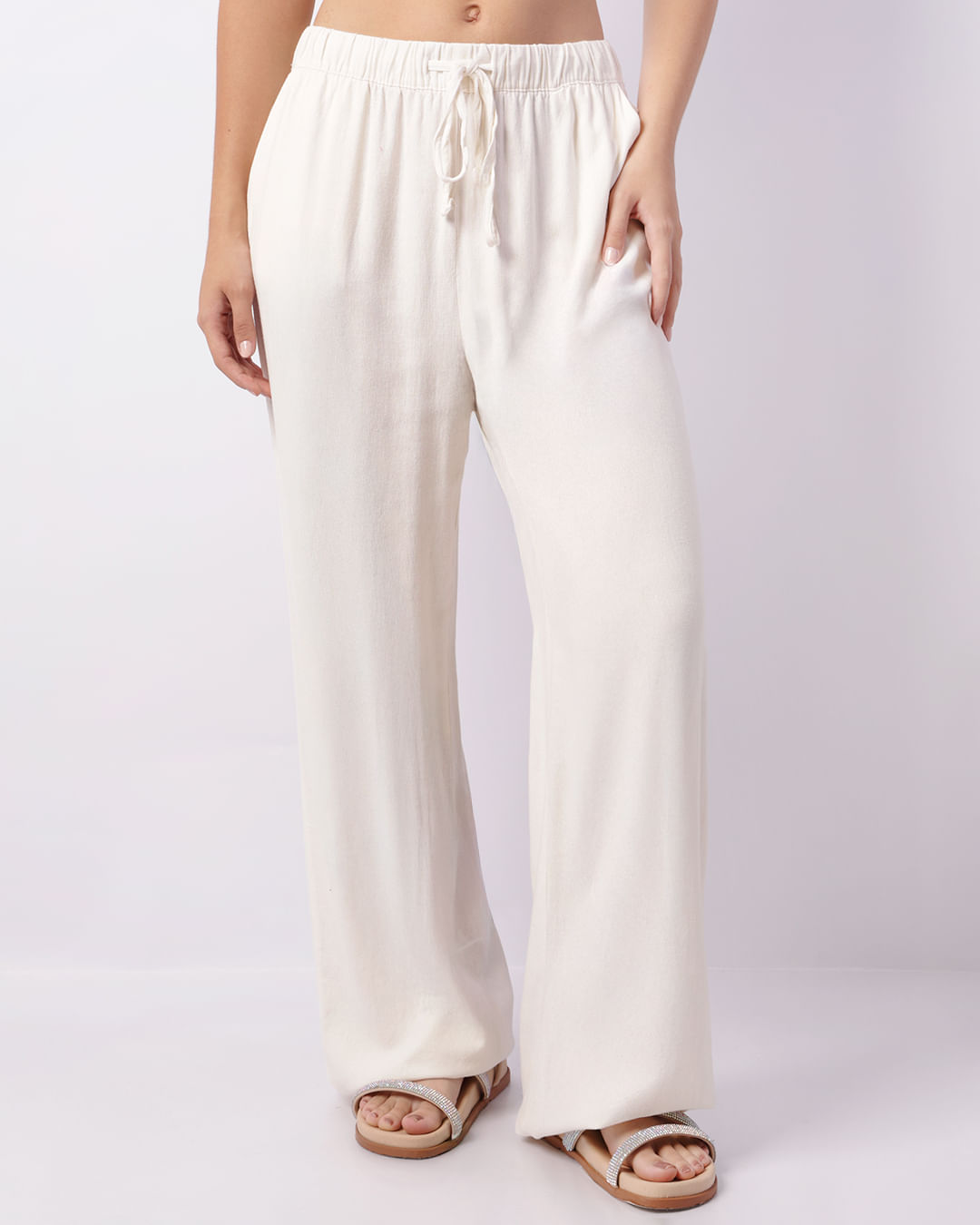 Calça Feminina Pantalona Berry Viscolinho Branca