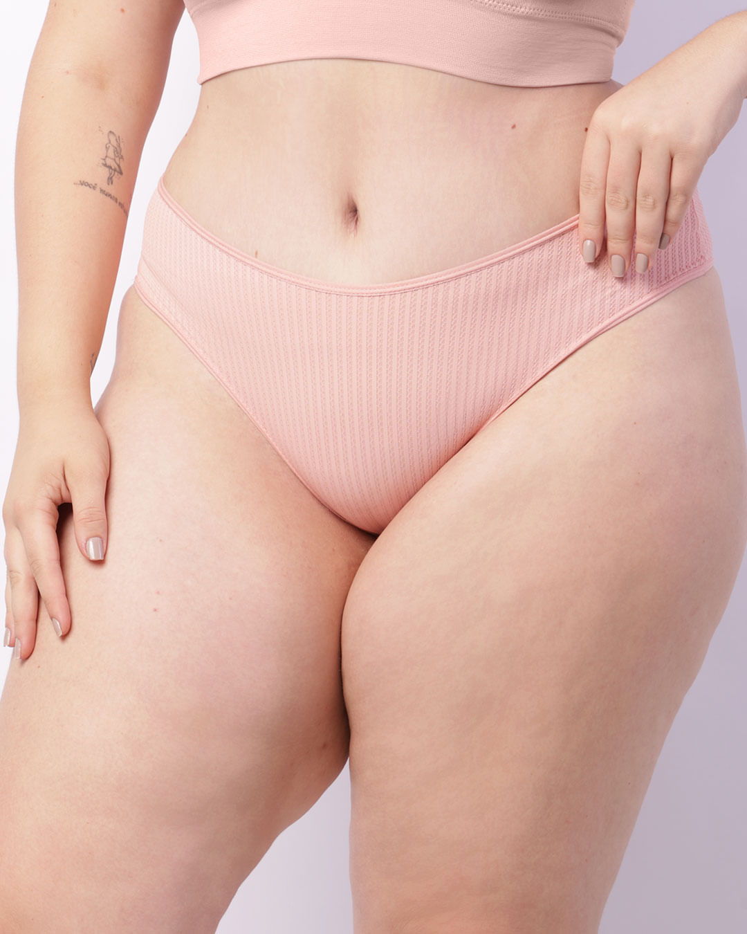 Calcinha Plus Size Feminina Biquíni Texturizada Rosa