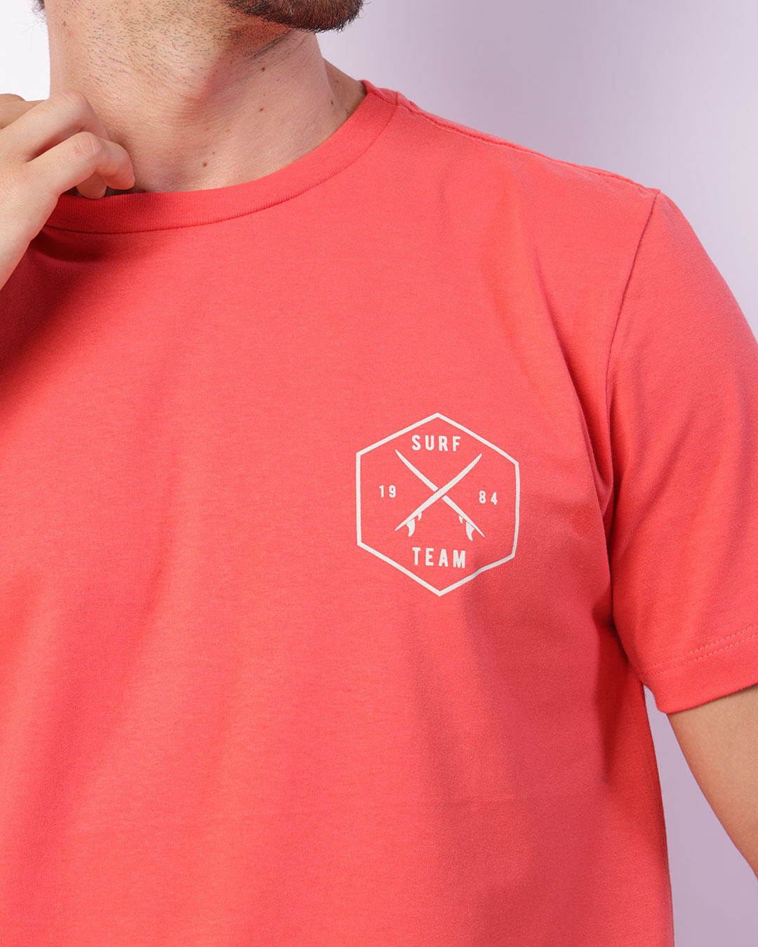 Camiseta Masculina Surf Estampa Frente E Costas Manga Laranja