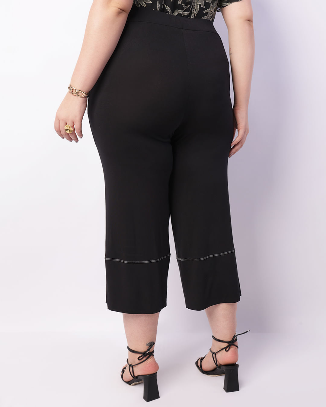 Bolsos Pantacourt Plus Size Preta Calça Pantacourt CalÃ§a Capri