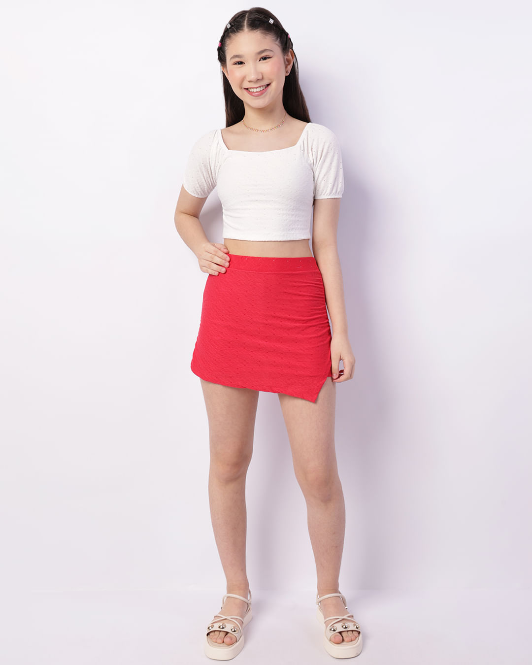 Short Saia Juvenil Curto Laise Vermelho