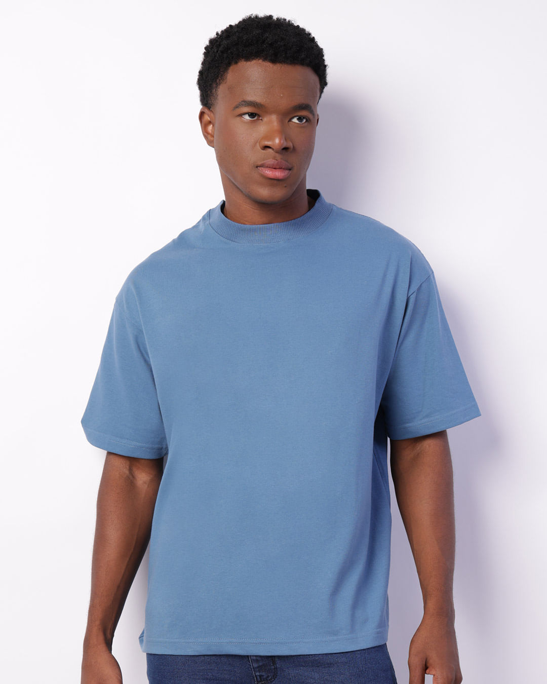 Camiseta Masculina Manga Curta Oversized Azul