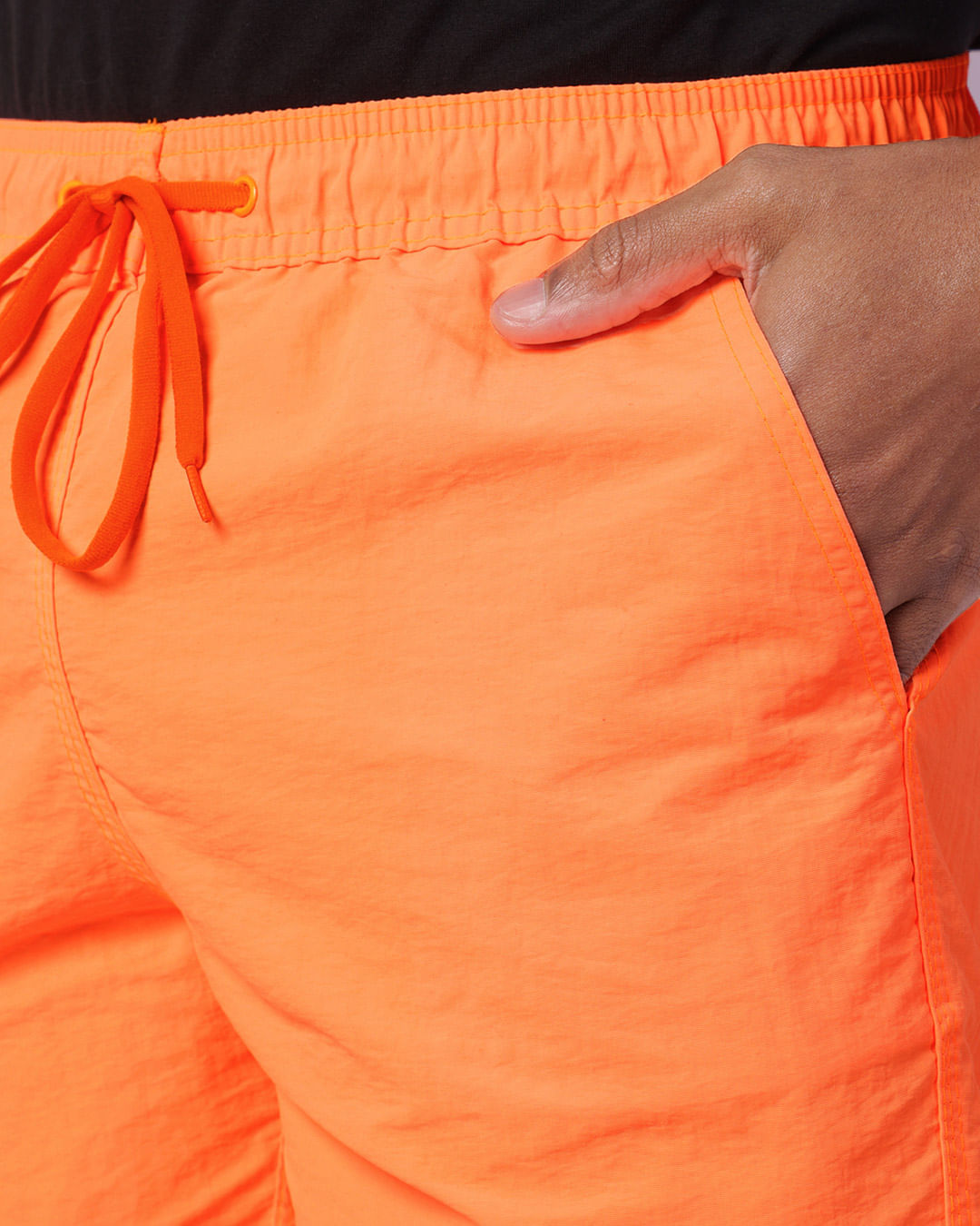 Short Surf Masculino Reto Bolsos Cordão Neon Laranja