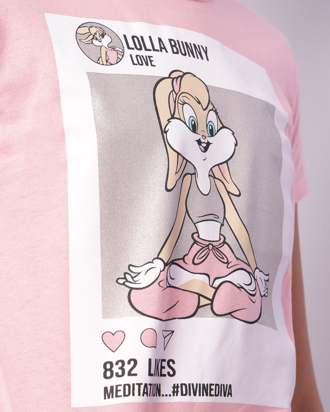 Camiseta Juvenil Looney Tunes Lola Manga Curta Rosa