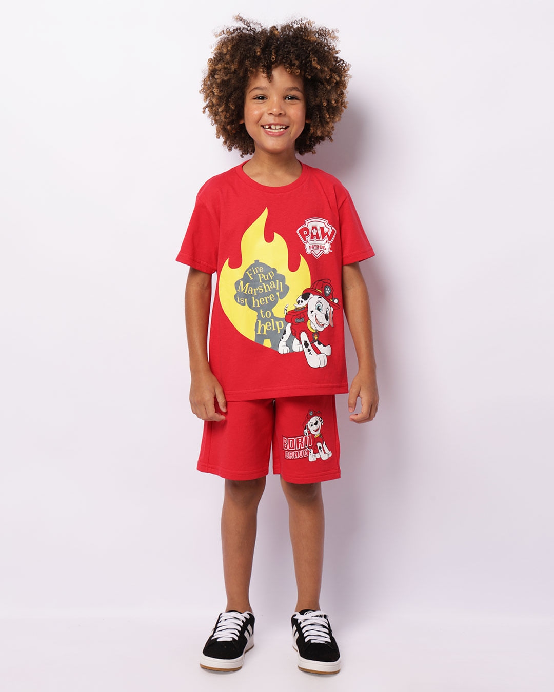 Bermuda Infantil Moletinho Marshall Patrulha Canina Vermelha