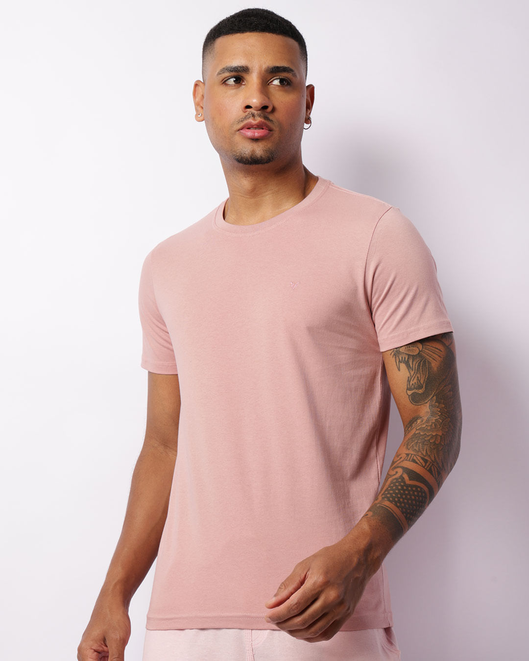 Camiseta Masculina Básica Manga Curta Rosa