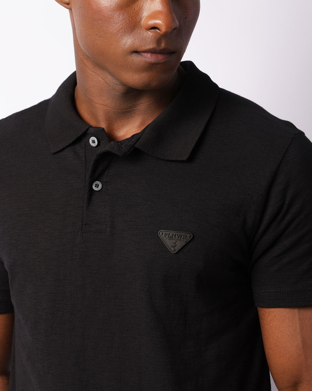 Camisa Polo Masculina Texturizada Manga Curta Preta