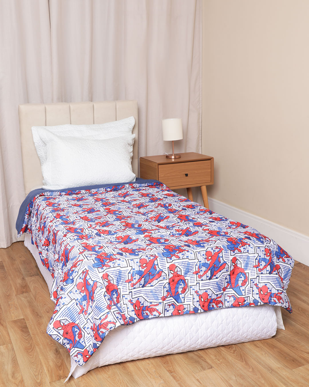 Edredom Infantil Marvel 140cm x 210cm Estampa Homem Aranha Azul
