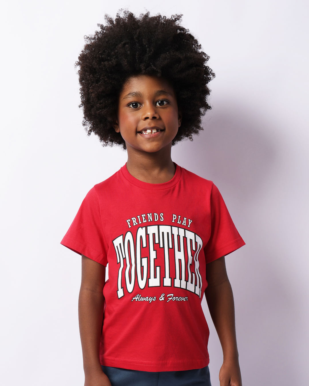 Camiseta Infantil Estampa Frontal Manga Curta Vermelha