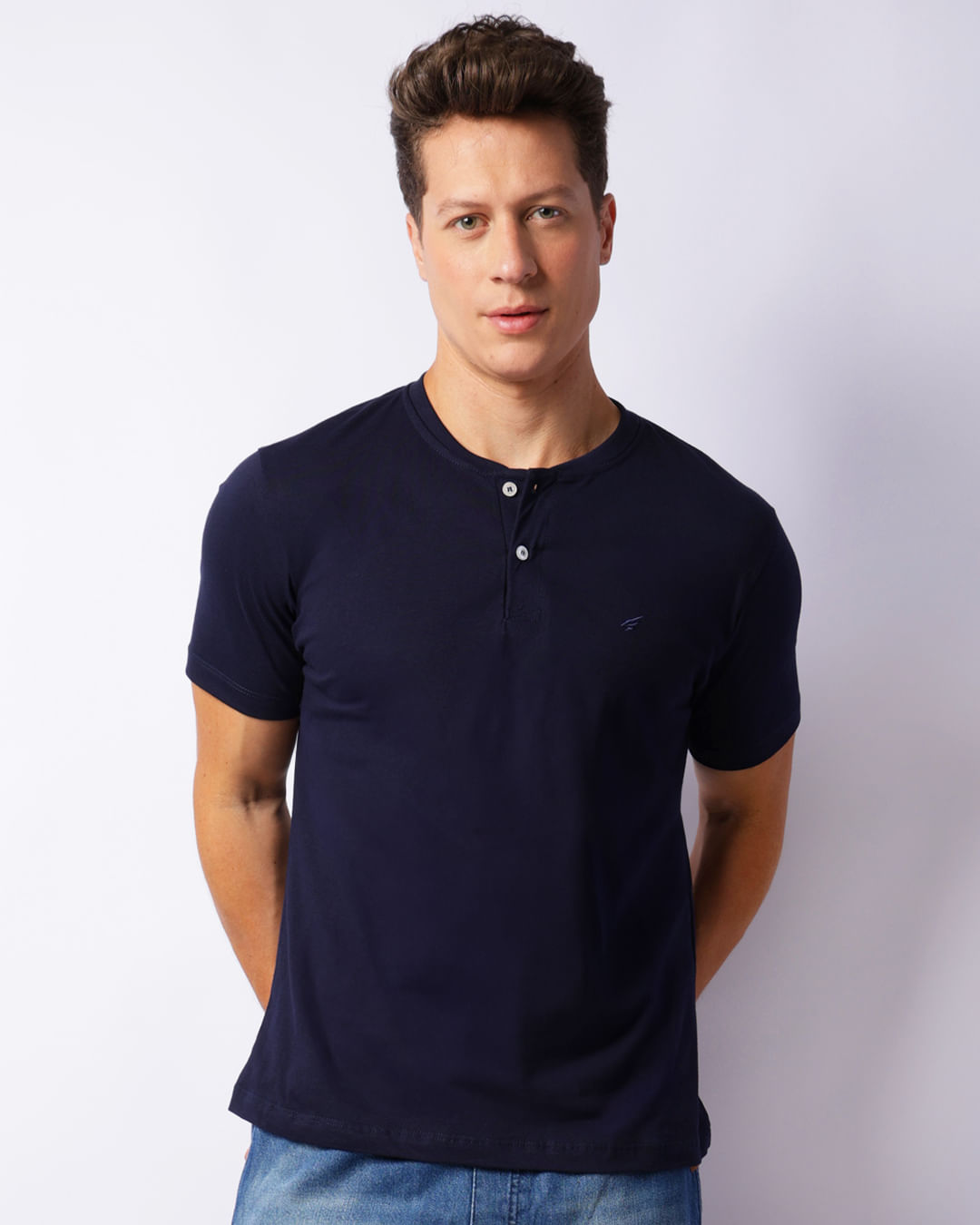 Camisa Polo Masculina Manga Curta Listrada Com Bolso Marinho