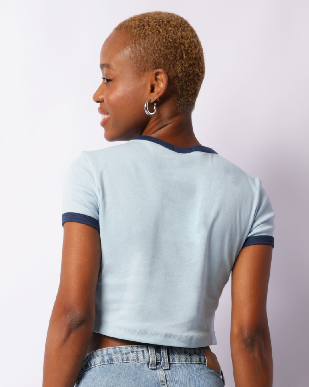 Blusa Feminina Cropped Estampa Dolce Vita Itália Azul