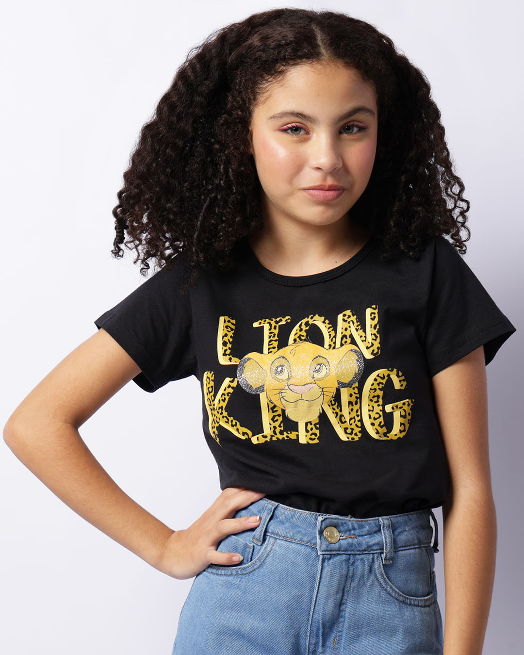 Camiseta Juvenil Feminina Manga Curta Disney O Rei Leão Preta