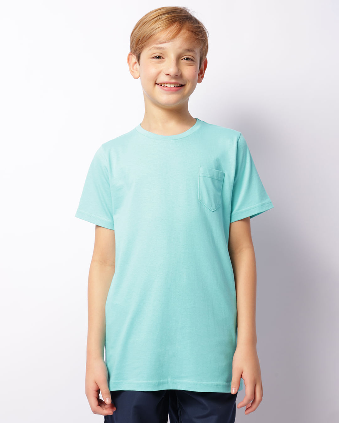 Camiseta Juvenil Com Bolso Manga Curta Azul