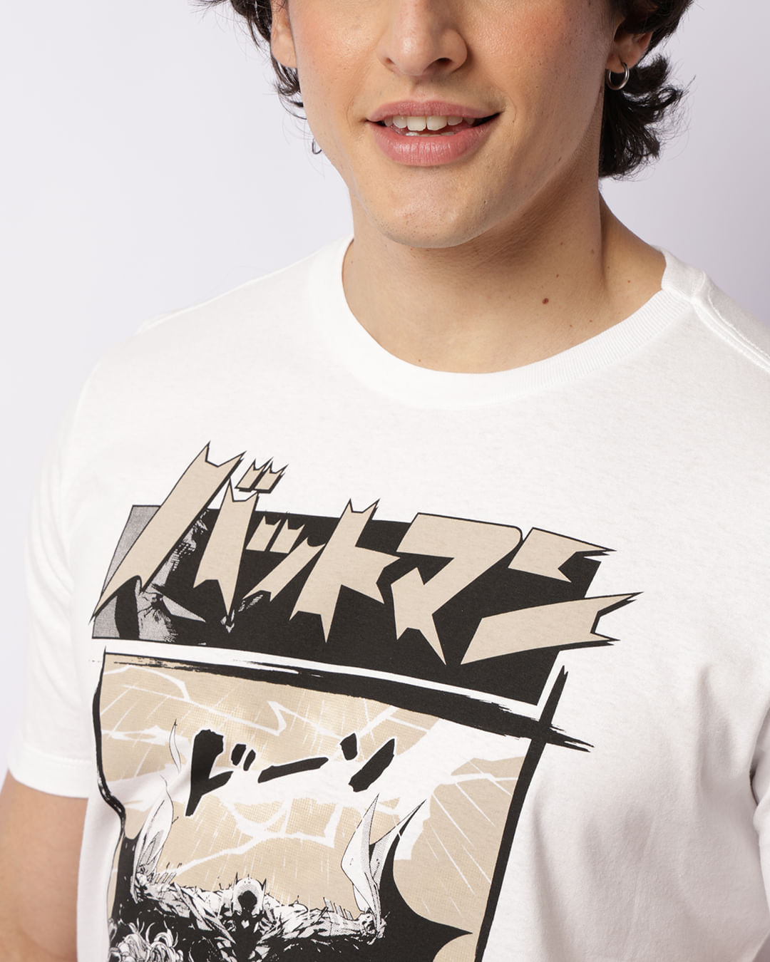 トップス  batman white Camiseta Masculina Dc Comics Batman Manga Curta Branca