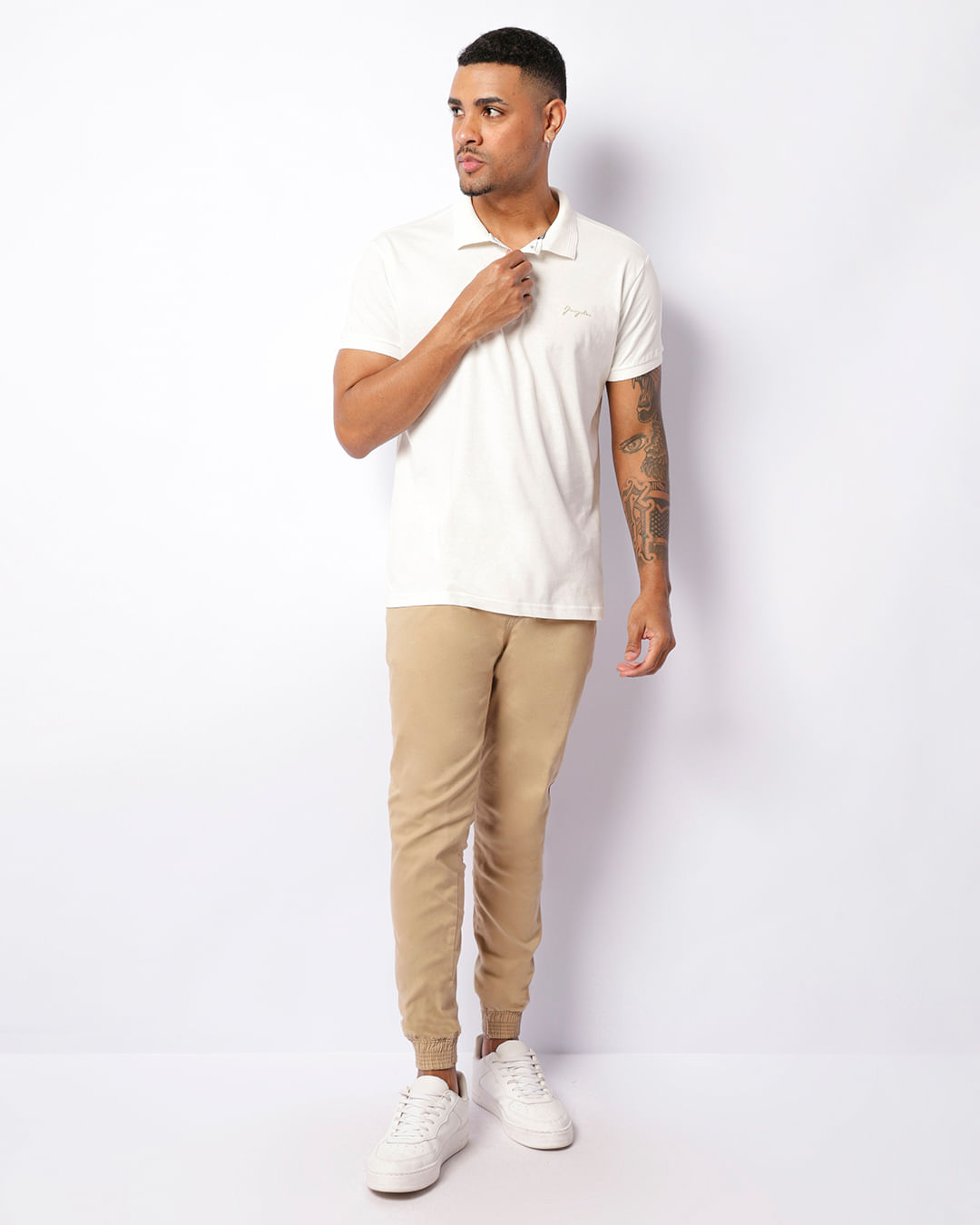 White Camisa Social Branca E CalÃ§a Bege Camisa Polo Camisa Social