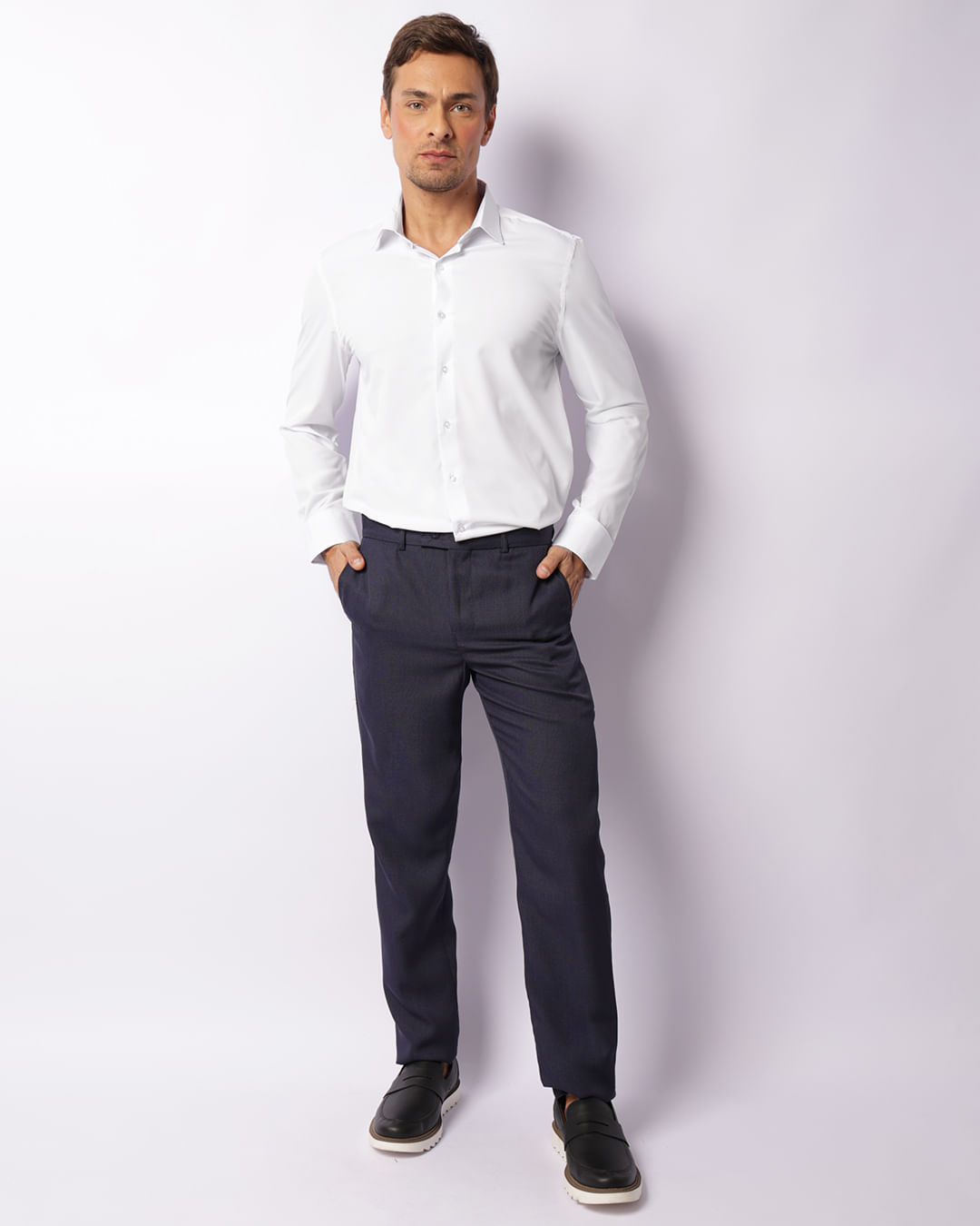 Calça Masculina Social Reta Texturizada Marinho