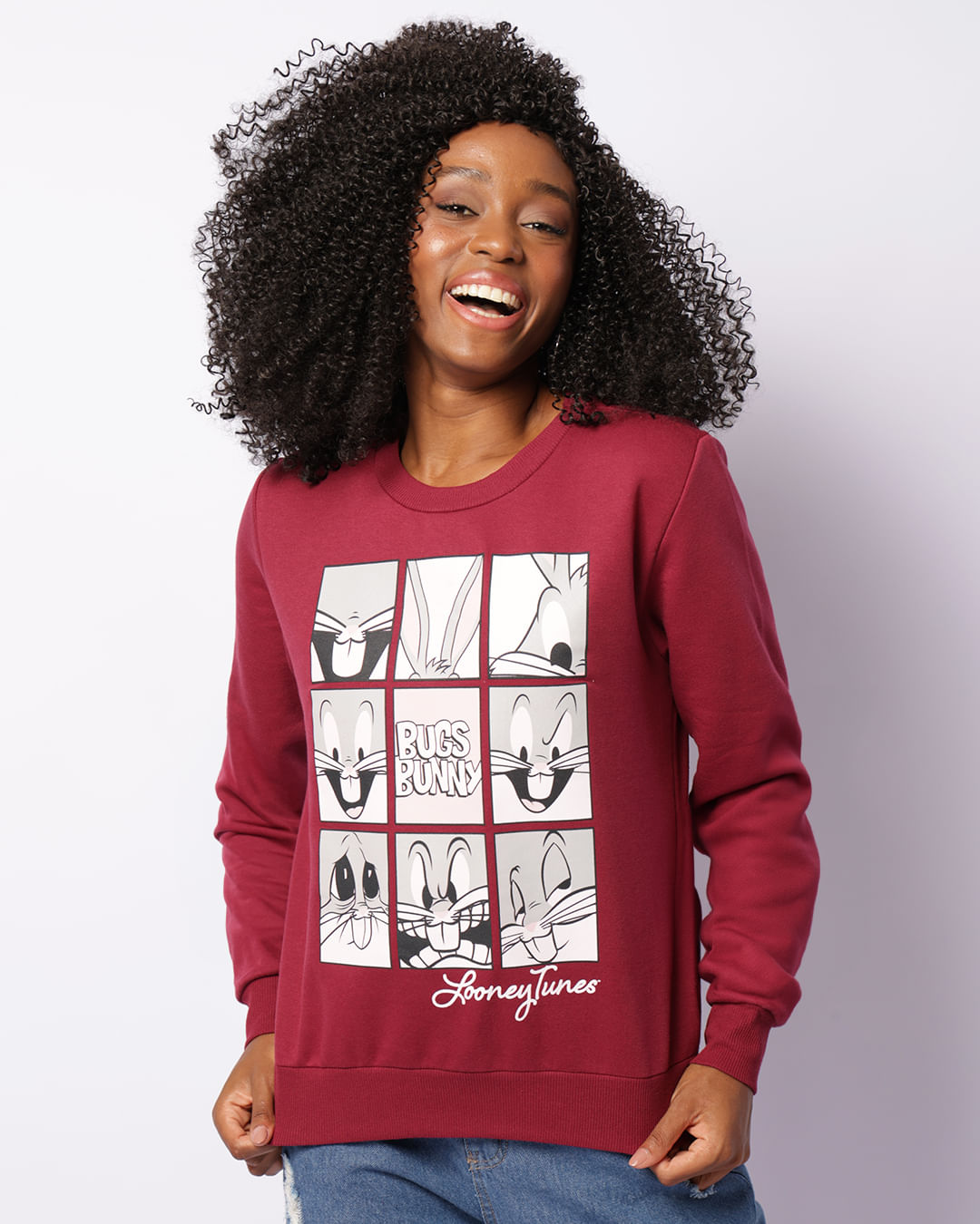 Vinho Moletom Feminino Looney Tunes Blusão Moletom Feminino