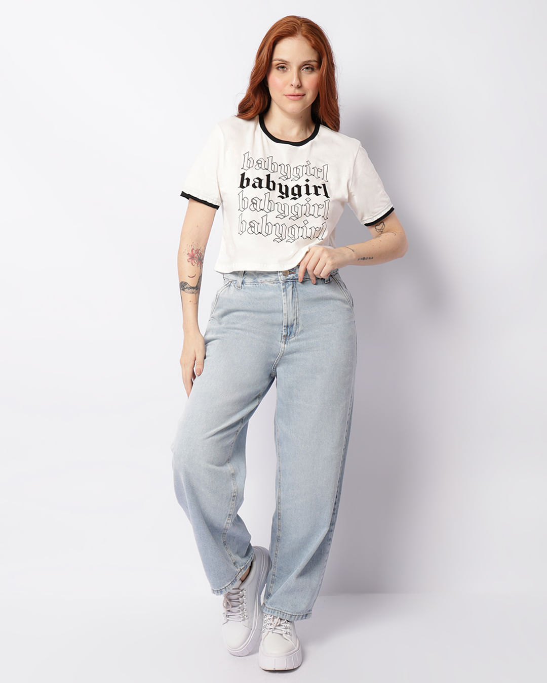 Calça Jeans Feminina Reta Com Bolsos Azul