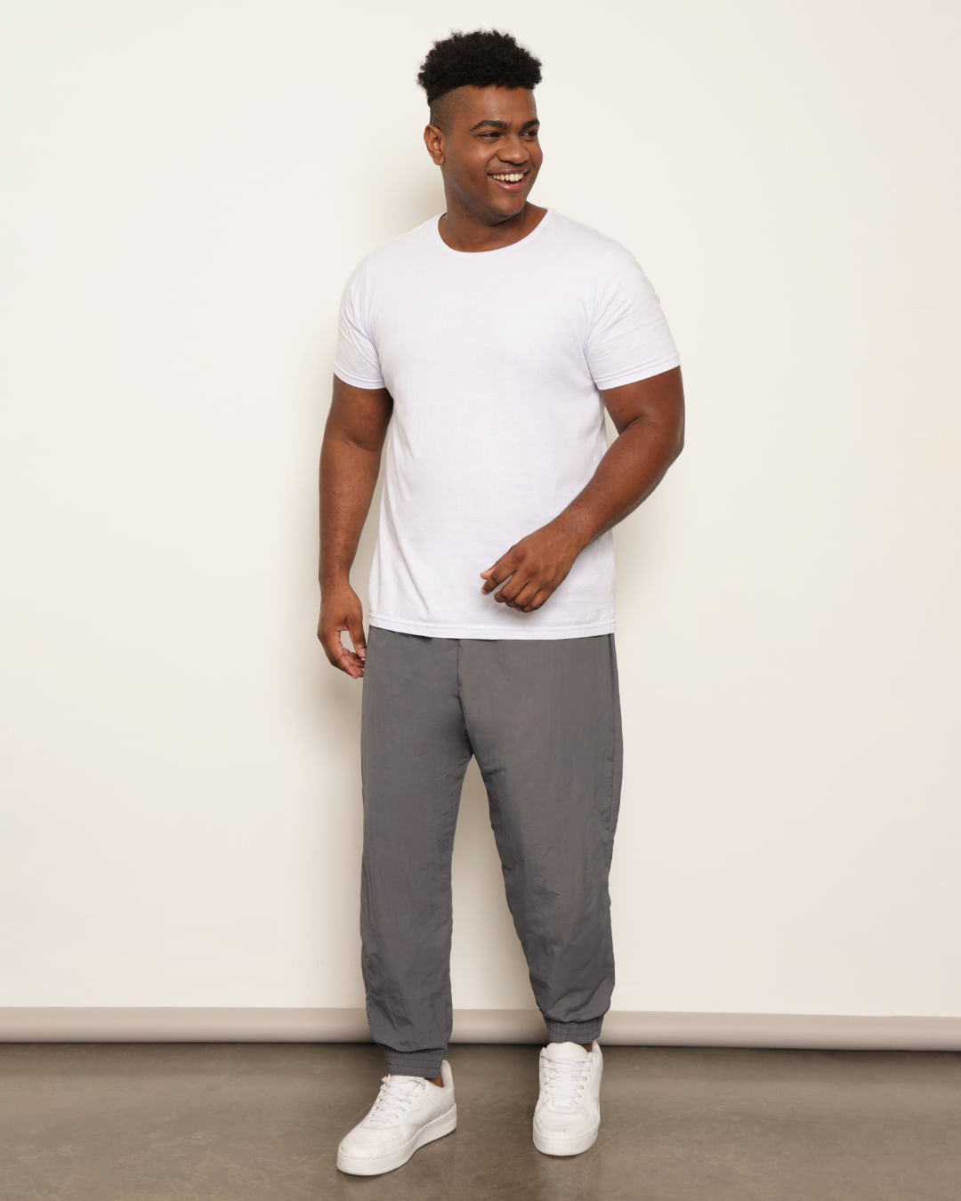 Plus Size Jogger Cinza Calça Feminina Cetim Cargo Plus Size Jogger