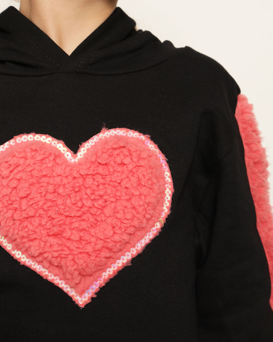 Conjunto Moletom Infantil Peluciado Recorte Pelinho Preto