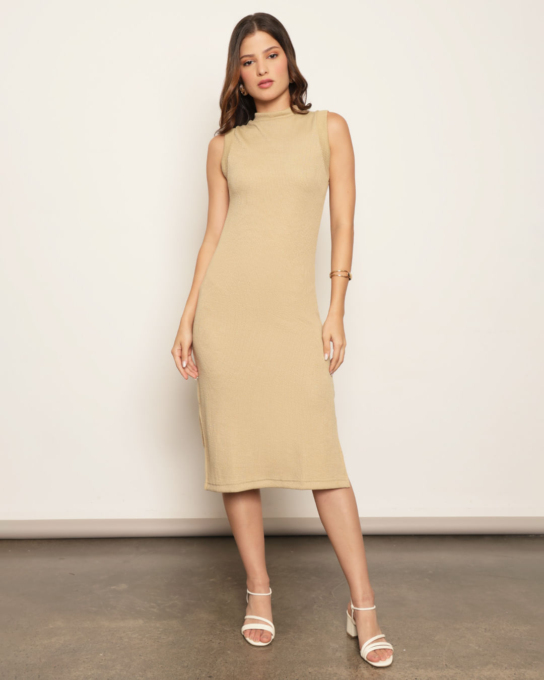 Perfect Way Vestido De Ribana Vestido T-shirt Em Malha Tricô