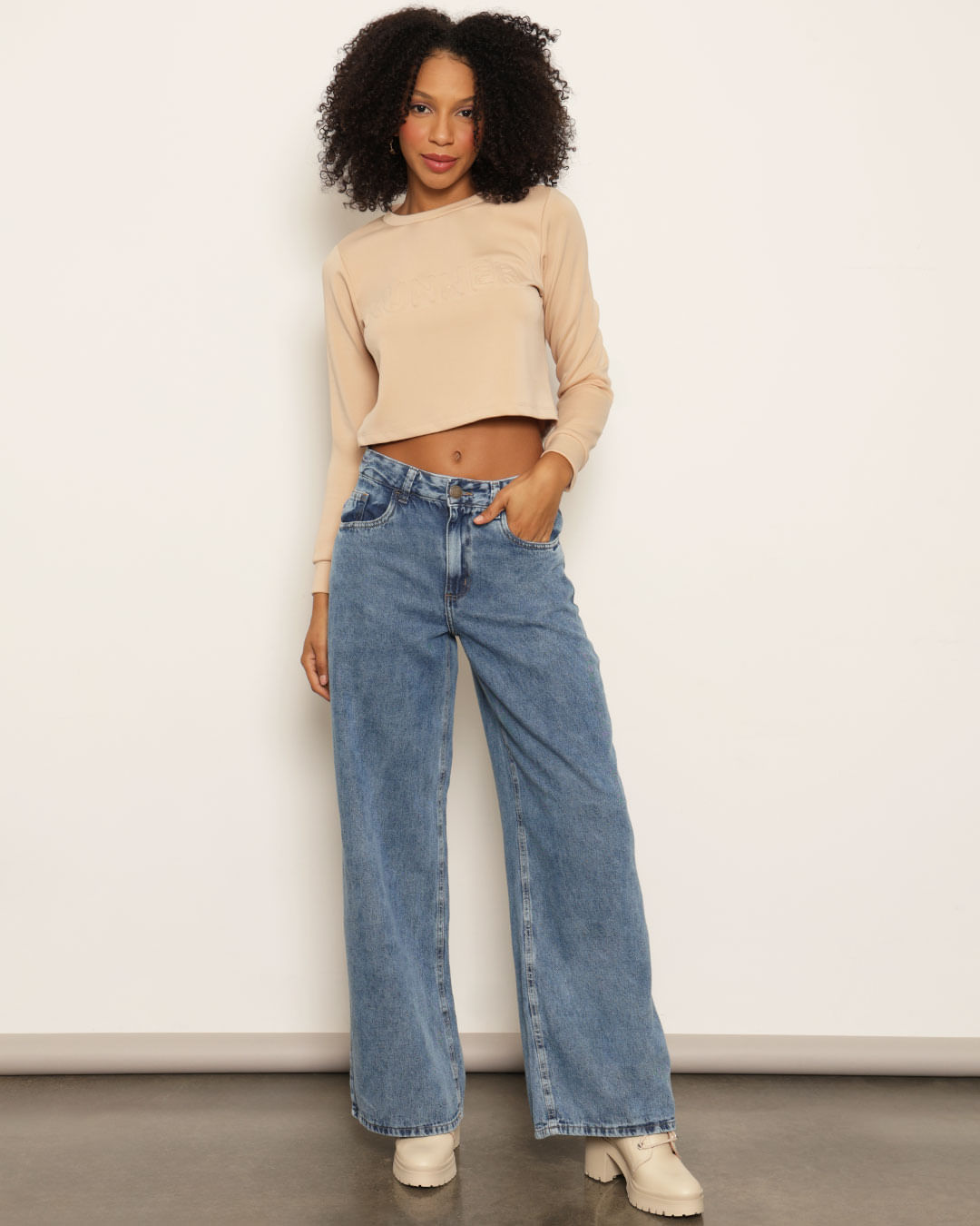 Calça Pantalona CalÃ§a Feminina Para Usar Com Bota CONJUNTO