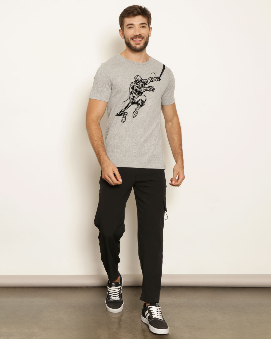 Camiseta Masculina Marvel Homem Aranha Manga Curta Cinza