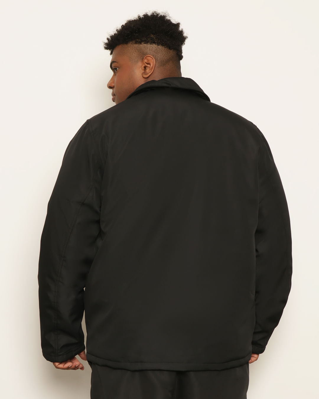 Jaqueta Plus Size Masculina Manga Longa Com Bolsos Preta
