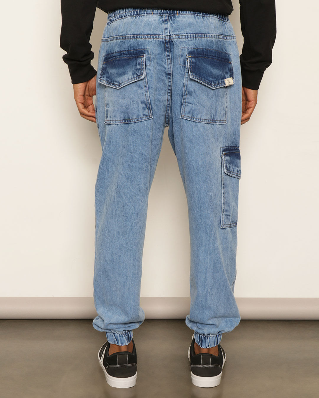 Calça Jeans Masculina Jogger Vizzy Bolso Cargo Azul