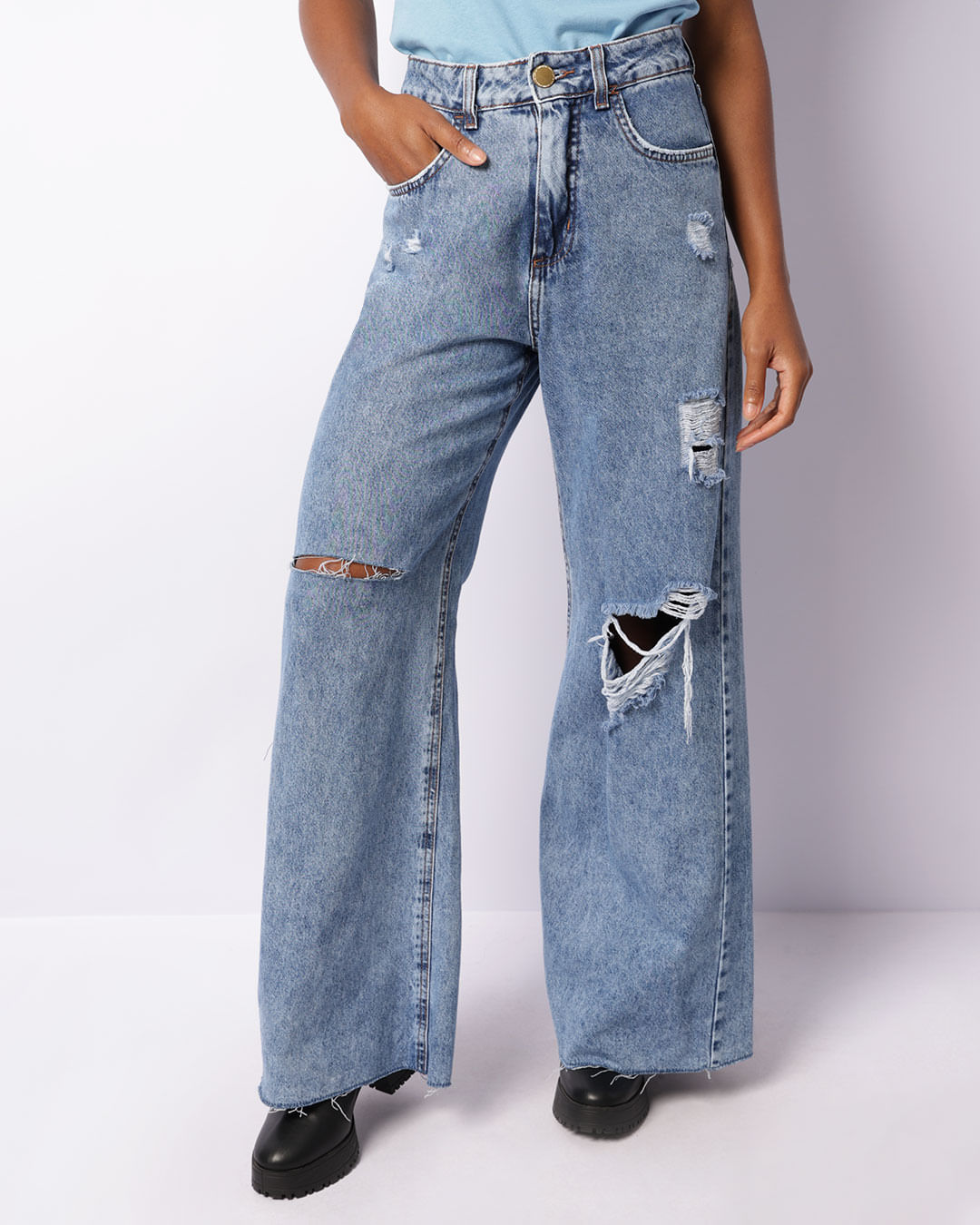 Blue Steel CalÃ§a Pantalona Jeans Renner Calca Wide Leg Jeans CalÃ
