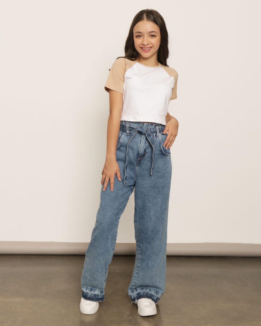 Wide Leg Calca Jeans Desfiada Na Cintura Calça Jeans Wide Leg