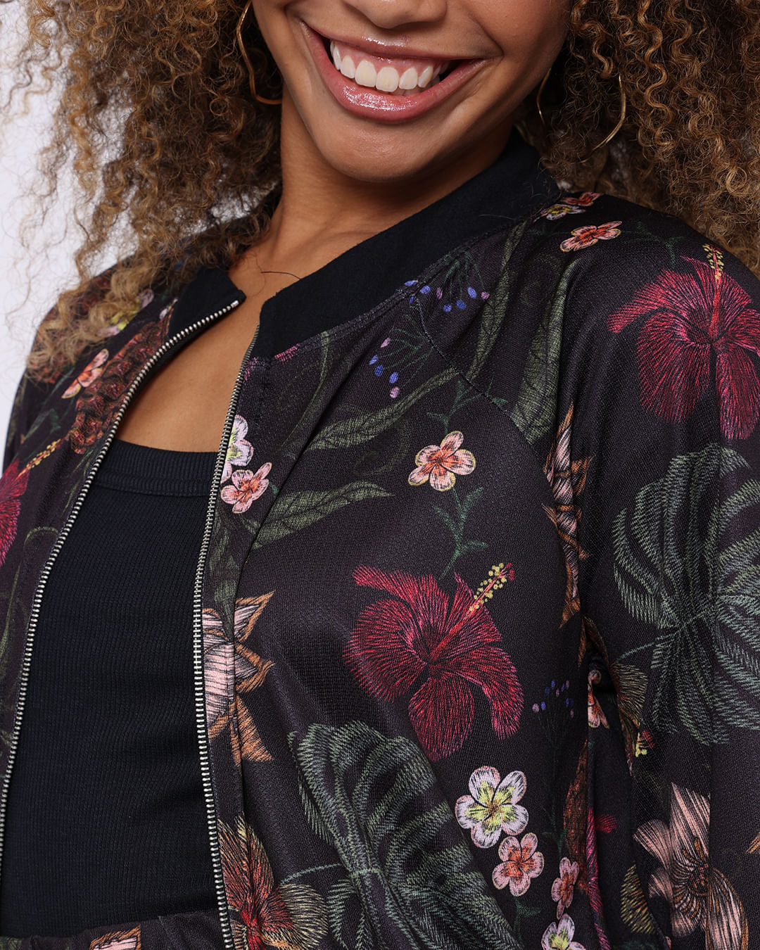 Jaqueta Bomber Casaco Feminino Estampado Jaquetas Floridas Jaqueta