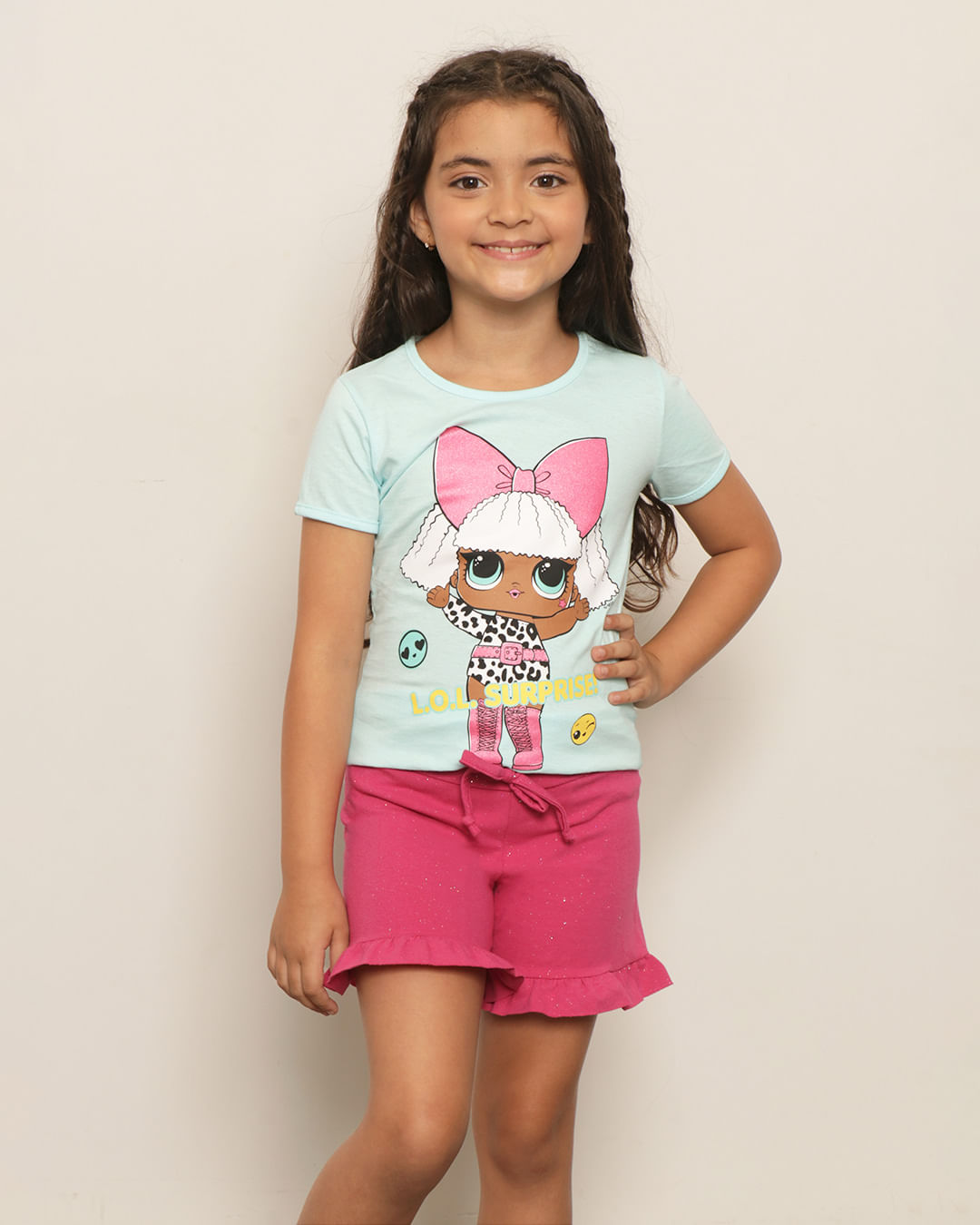 Camiseta Infantil Menina LOL Suprise Manga Curta Azul
