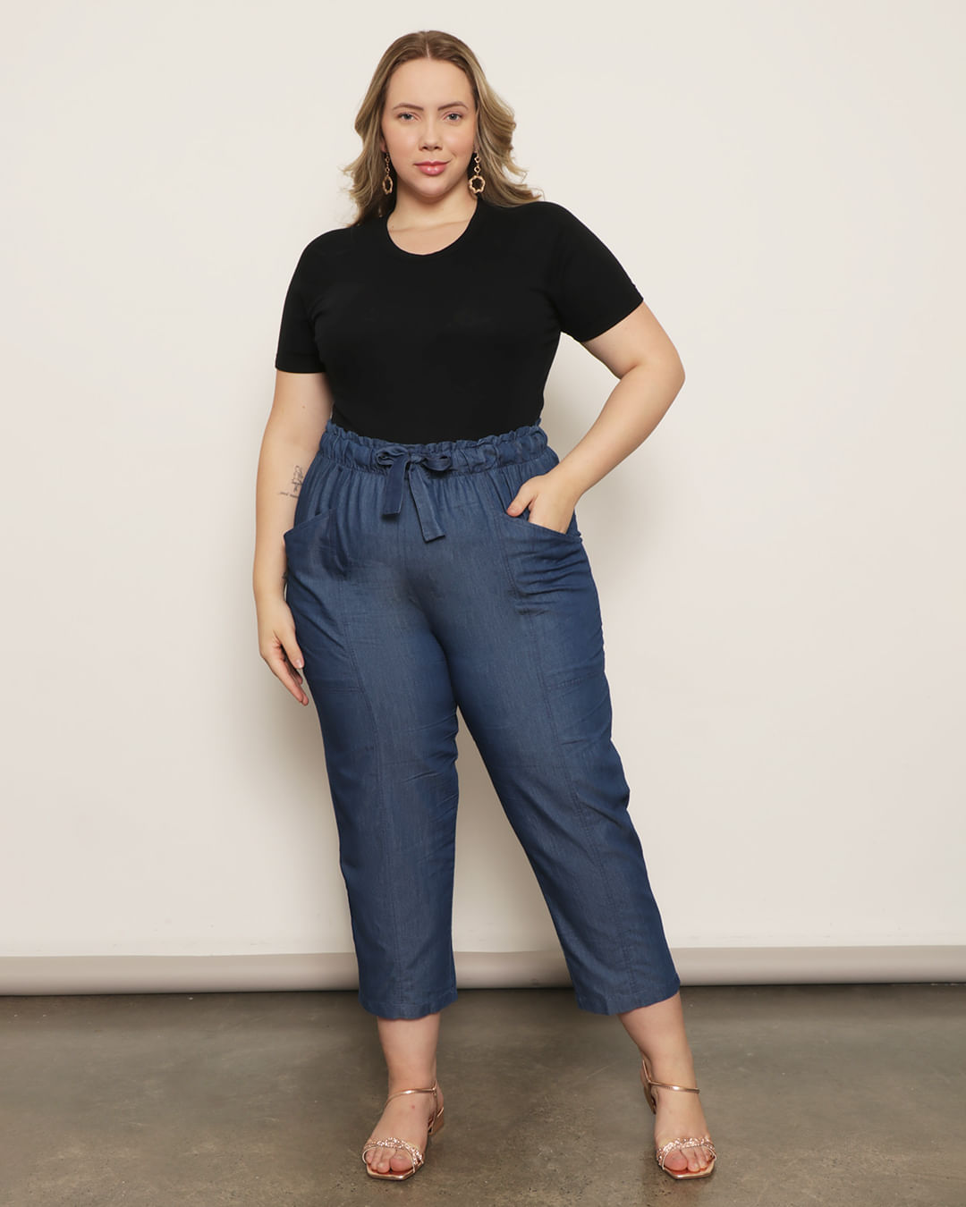 Pantacourt Plus Size Calça Clochard Com Elastico Calça Plus Size