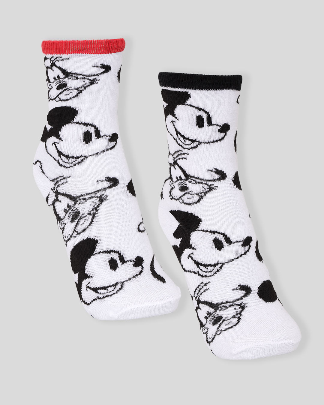 Kit Meia Juvenil Cano Longo Disney Estampa Mickey Pateta Branca