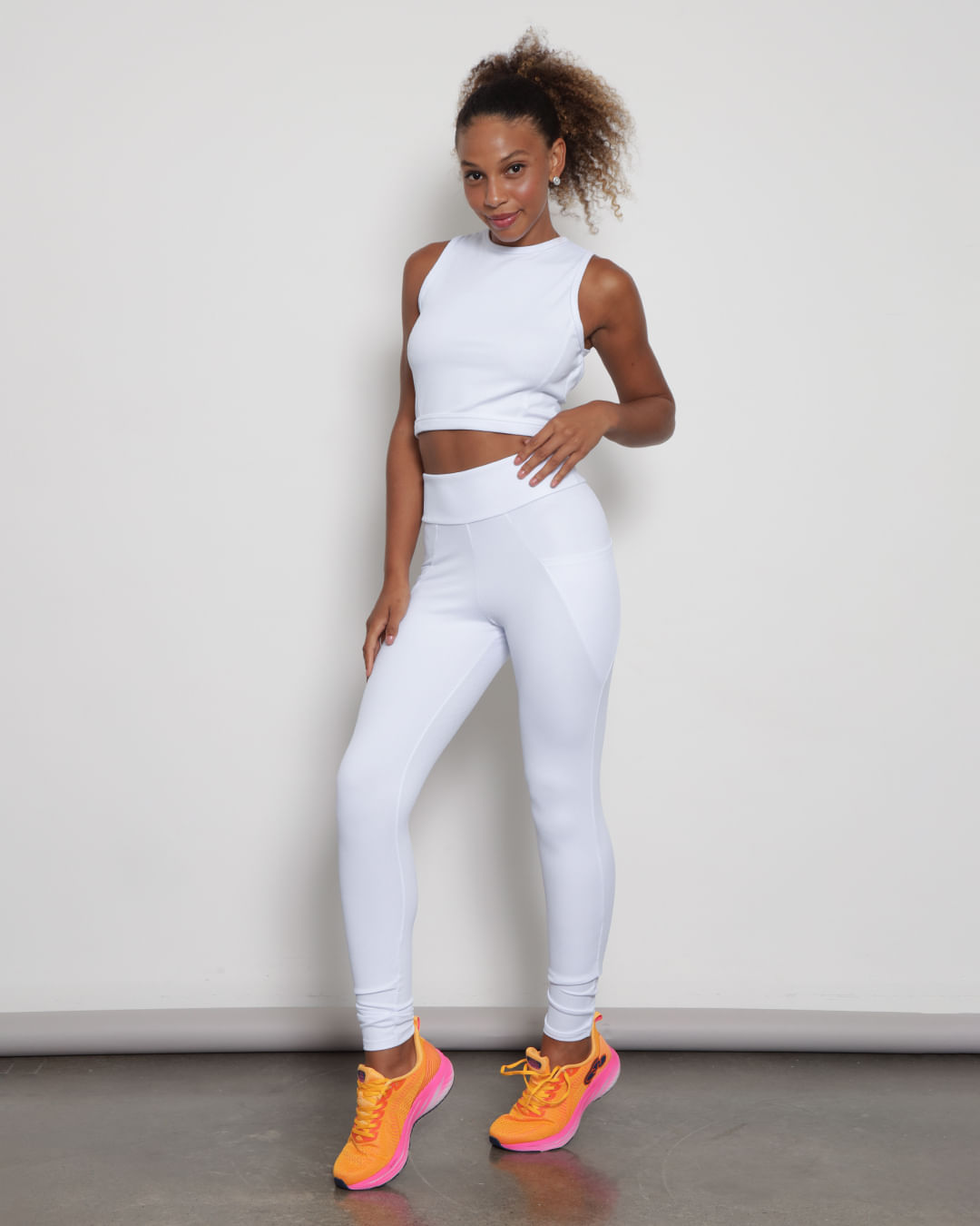 Calça Legging Feminino Fitness Fitter Texturizado Bolso Lateral Branca