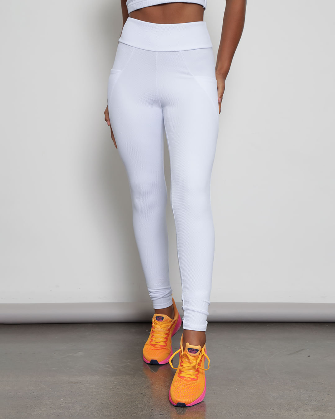 Calça Legging Feminino Fitness Fitter Texturizado Bolso Lateral Branca
